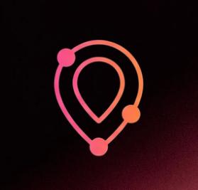 TETHER logo: a location pin ringed by an orbit on a dark background
